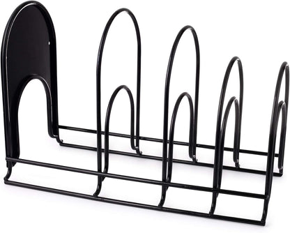 Heavy Duty Pots and Pans Organizer - Extra Large 5-Tier Rack - Holds Cast Iron Skillets, Dutch Oven - Durable Construction - Space Saving Kitchen Storage - No Assembly Required - Black 15.4"