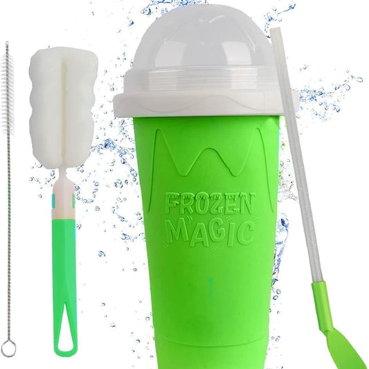 SLUSHY CUPS -SLUSHIE MAKER for ANY DRINK COMES with SPOON, LID, CLEANING BRUSH (ALL AGES) Kitchen Silicone Utensils Kids Straw Mug