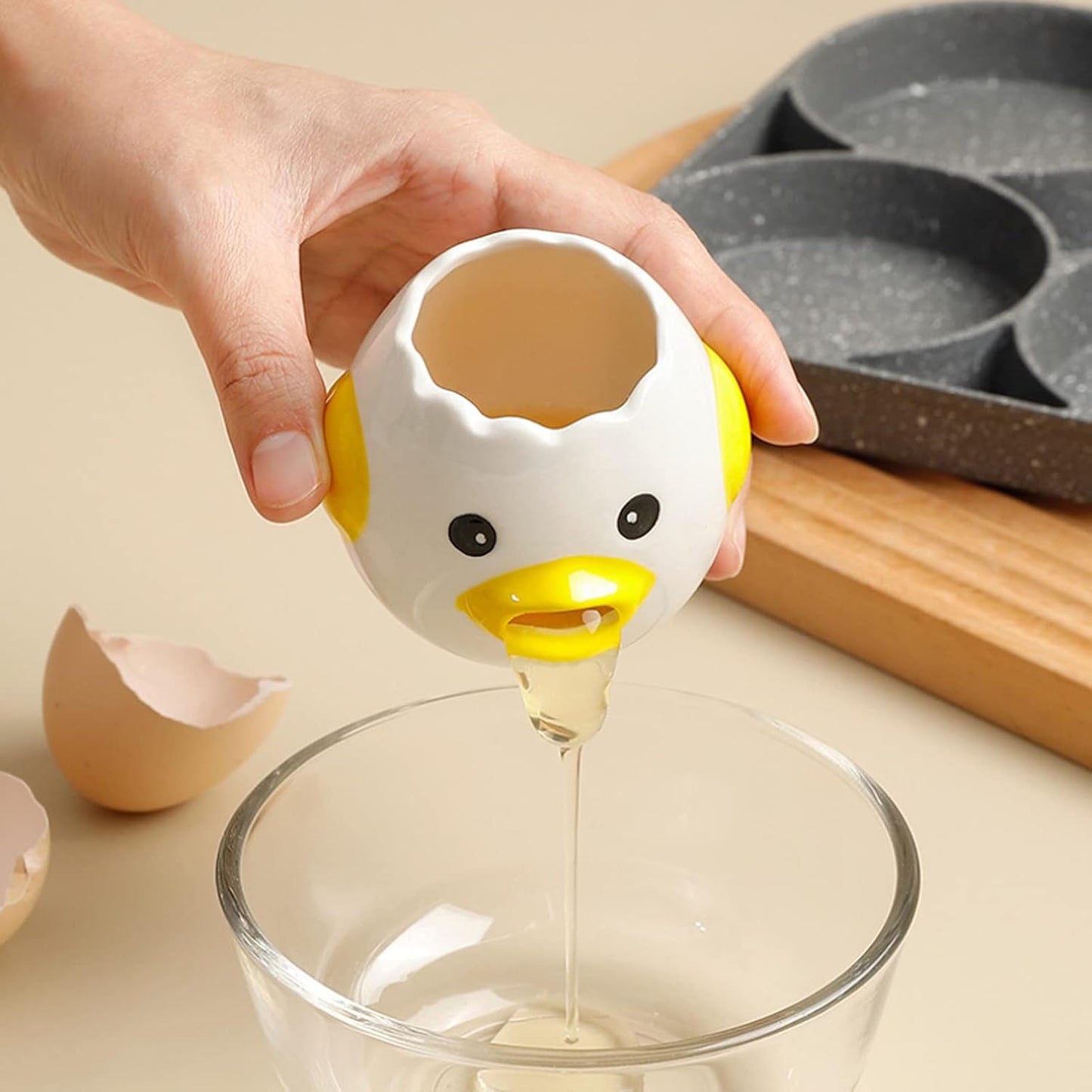 Vomiting Chicken Egg Separator, Egg Separator Egg Yolk White Separator, Super Cute Egg Yoke Separators Seperator Chicken(Yellow)