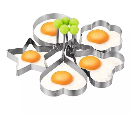 5-Piece Stainless Steel Egg & Pancake Ring Set - Non-Stick Mold for Cooking Tool