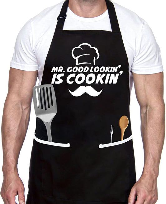 Toda Mafalda Funny Apron for Men-Mr. Good Looking Is Cooking-Gifts for Dad-Kitchen Chef Apron