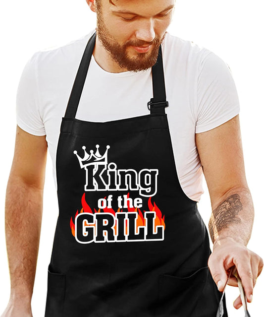 Apron for Men - Funny Mens Black Kitchen Cooking Chef Aprons for Adults with Pockets Father'S Day